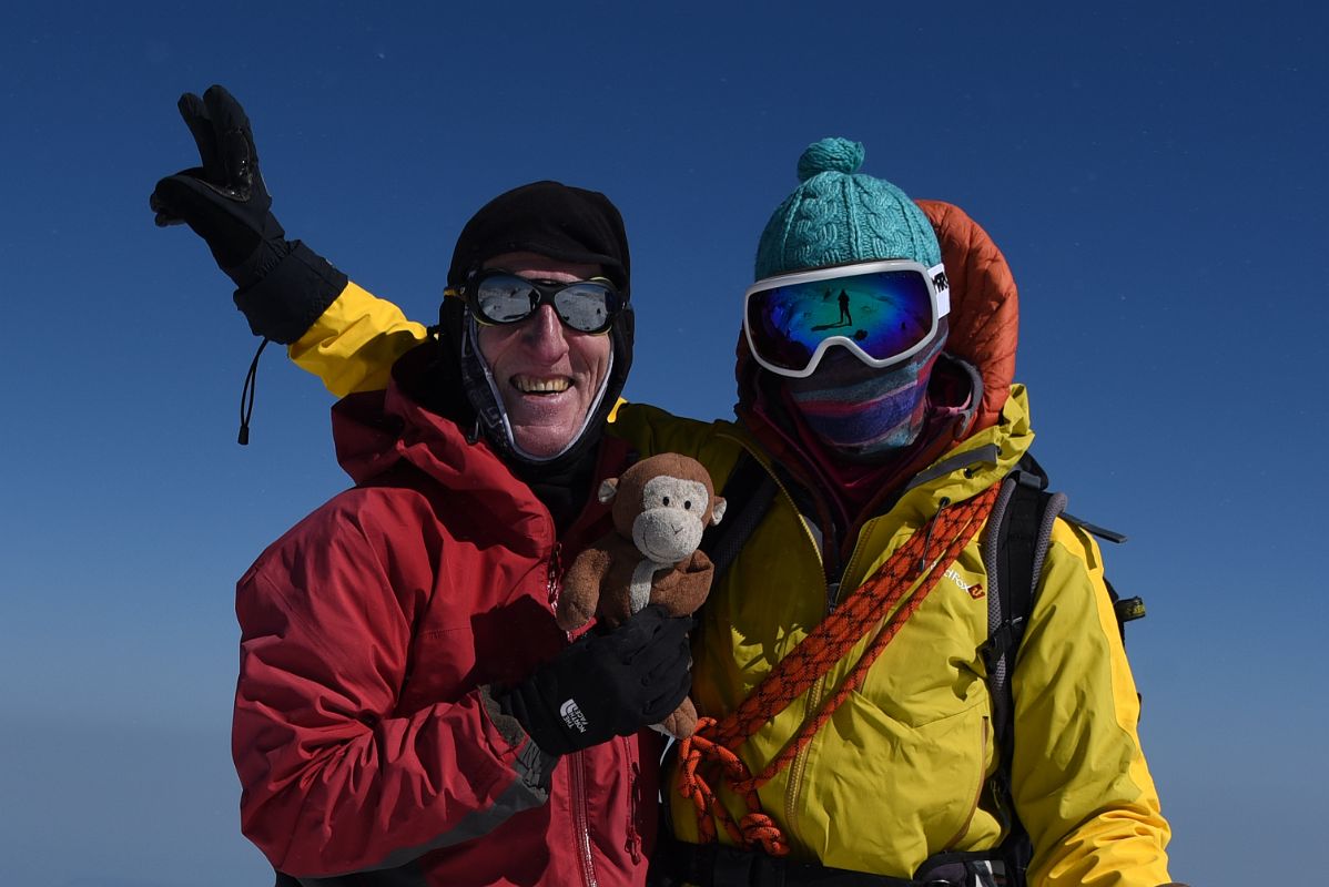 11B Jerome Ryan, Dangles And Guide Liza Pahl Close Up On The Mount Elbrus West Main Peak Summit 5642m
